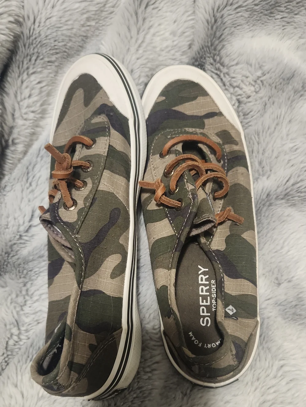 Sperry Women's Camo Canvas Flats in Olive, Brown and Black